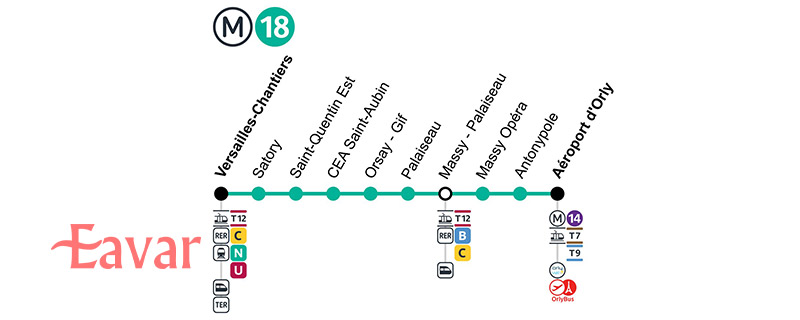 خط ۱۸ مرو پاریس فرودگاه اورلی - کاخ ورسای