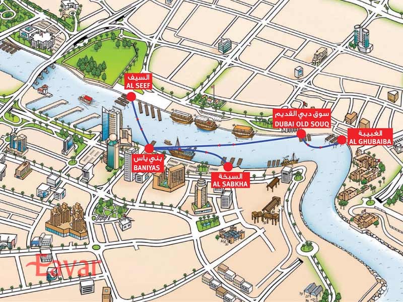 مسیرهای حرکت ابرا در دبی