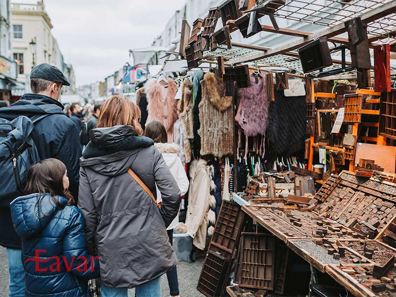 بازار خیابان پورتوبلو از مراکز خرید لندن انگلیس