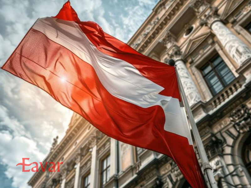 پرچم اتریش بر فراز کاخ بلودر