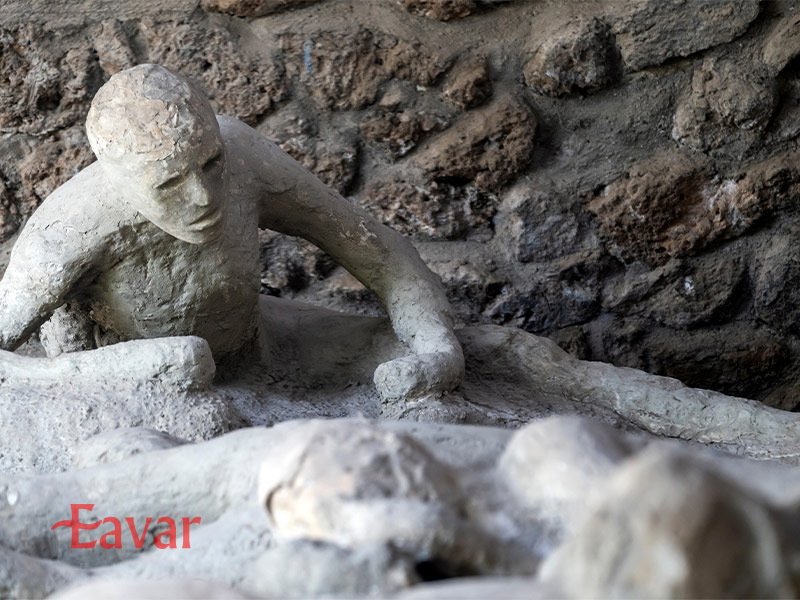مجسمه های گچی ساکنان پمپی