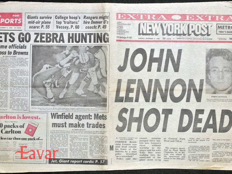 روزنامه خبر ترور جان لنون