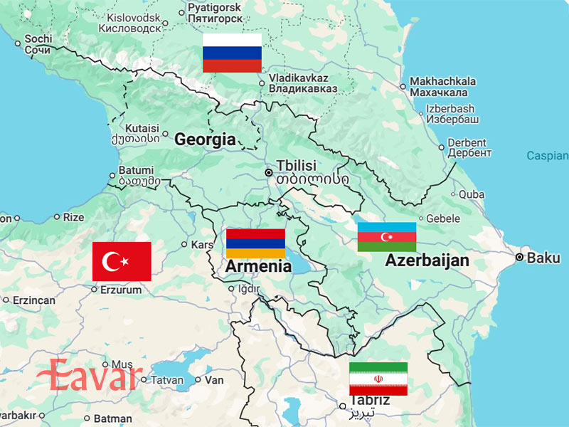 نقشه گرجستان و کشورهای همسایه