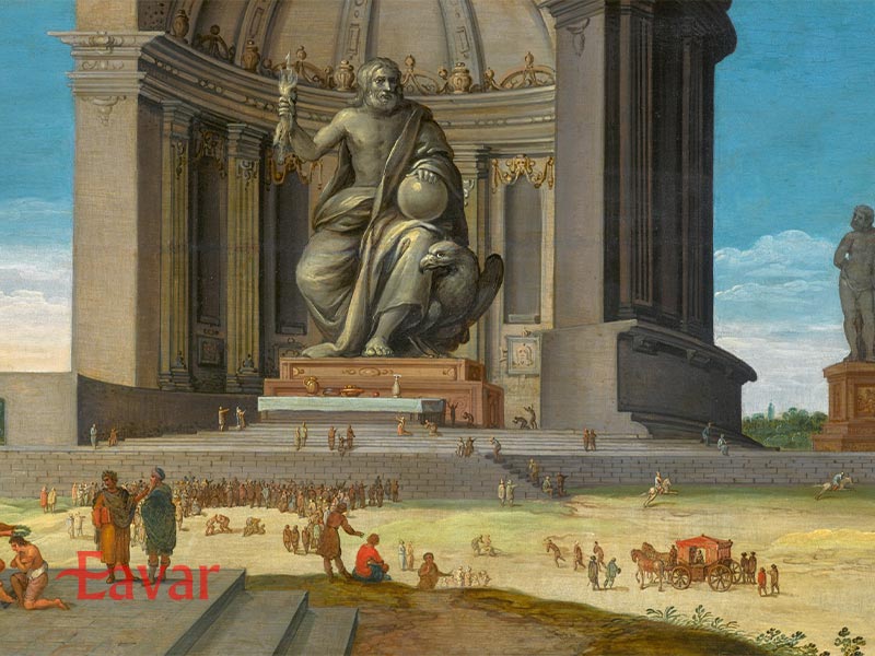 نقاشی تندیس زئوس المپیا از عجایب هفتگانه قدیم